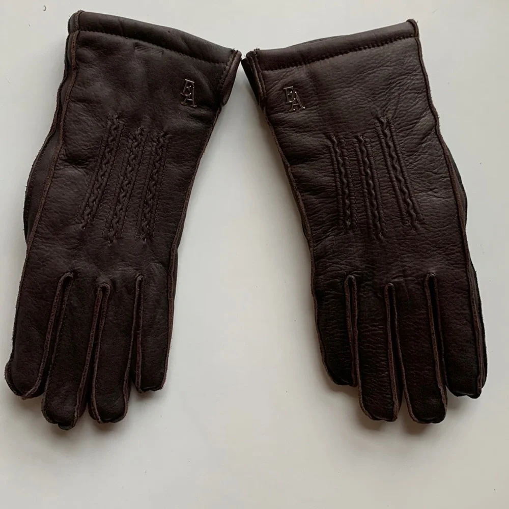 ETIENNE Aigner Leather dark brown gloves, vintage
